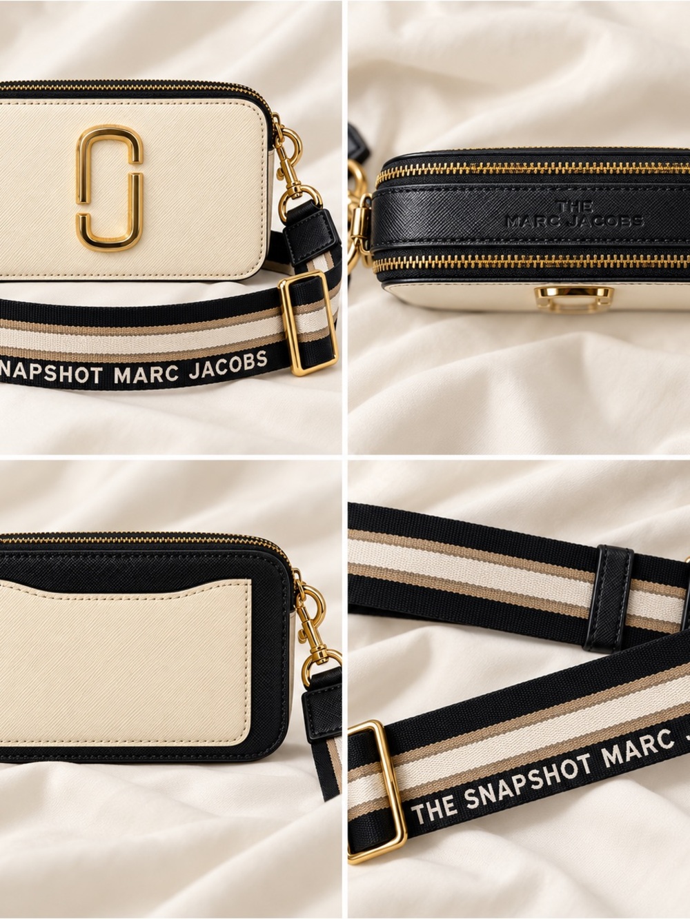 Marc Jacobs Two-Tone Snapshot Camera Crossbody in Cream & Black